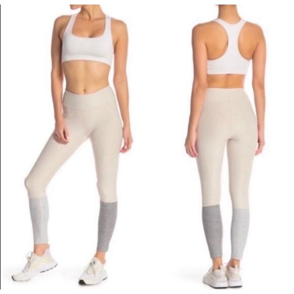 Outdoor Voices Springs Ankle Leggings Colorblock Cream Gray M Yoga Hiking Gym - Picture 1 of 8